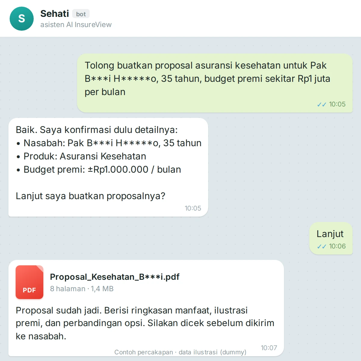 Chat Telegram: minta dan terima proposal PDF (data ilustrasi)