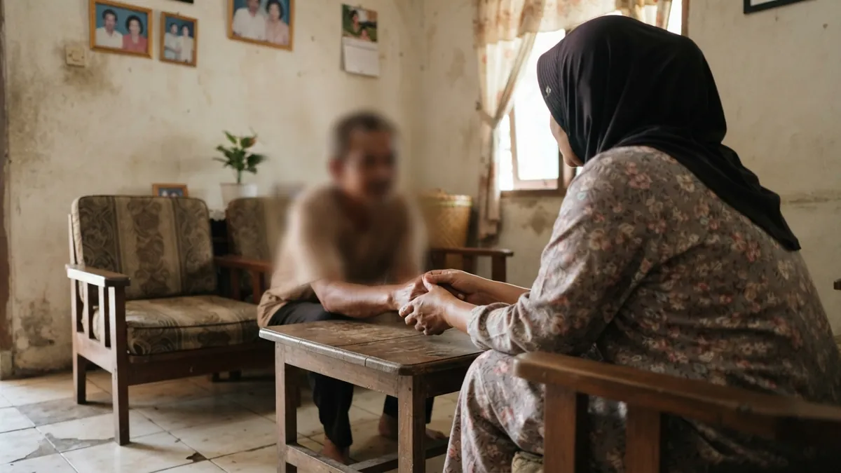 Ilustrasi AI: Dua pasang tangan saling menggenggam sebagai bentuk dukungan dan saling menjaga.